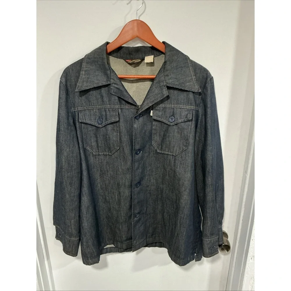 Levi's Gentleman Jeans Shirt, Dark Wash, 70s, Vintage, Medium, Button Up